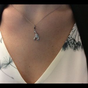 14KT White Gold & Diamond Lobster Pendant